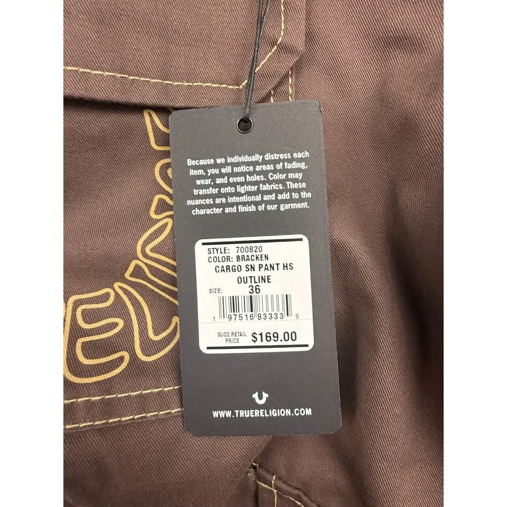 TRUE RELIGION BRACKEN CARGO PANTS SZ36 NWT